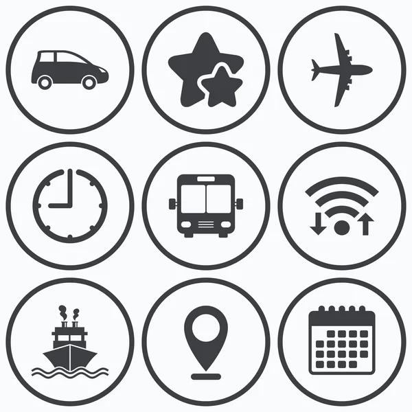 Транспорт ікон. Автомобіль, літак, автобус — стоковий вектор