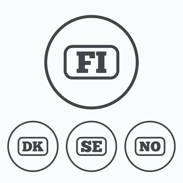 Iconos de idioma. FI, DK, SE — Vector de stock