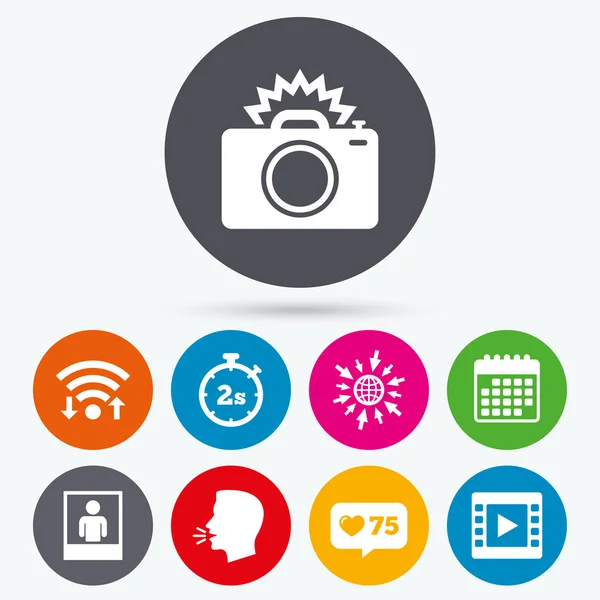 Foto camera pictogram. — Stockvector