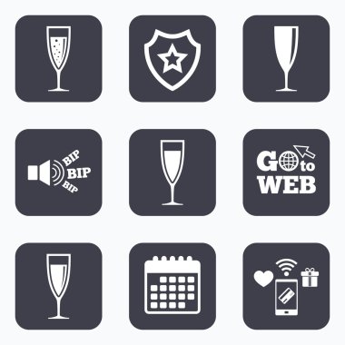 İşaretler şampanya şarap gözlük.