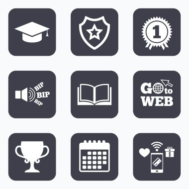 Mezuniyet simgeler. Eğitim kitap simgesi.