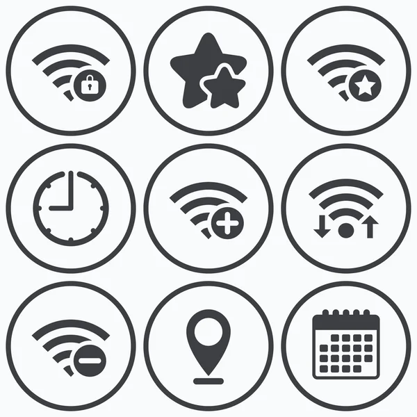 Wifi iconos de red inalámbrica . — Vector de stock