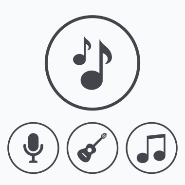 Müzik simgeler. mikrofon, akustik gitar.