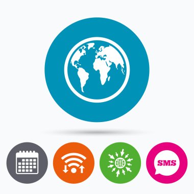 Küre işareti simgesi. Dünya harita Coğrafya sembolü.