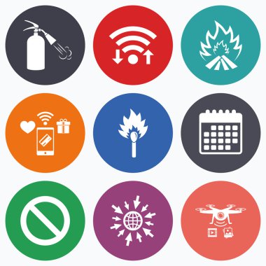 Ateş Alev simgeler. İçki yasağı dur sembolü.