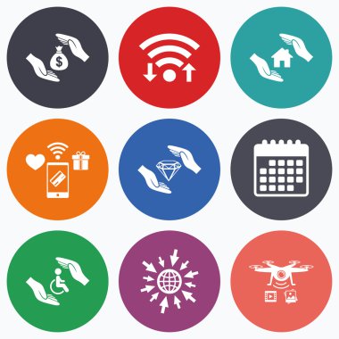 sigorta simgeler eller. para tasarruf işareti.