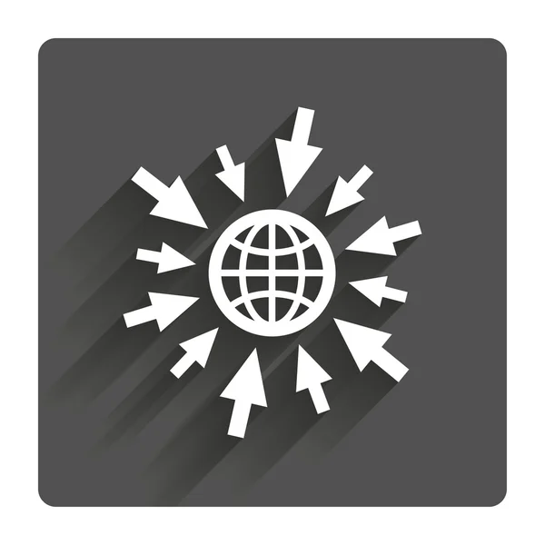 Gehen Sie zum Websymbol. Globus mit Mauszeigern. — Stockvektor