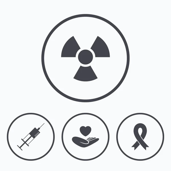 Medicine icons. Syringe, life, radiation. — Stock Vector