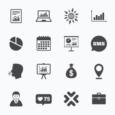 İstatistikler, muhasebe simgeler. İşaretler çizelgeleri.