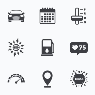 Taşıma simgeler. Takometre ve benzin istasyonu.