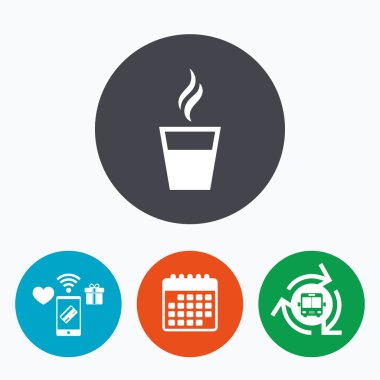 Kahve cam işareti simgesi. Sıcak kahve düğmesi.