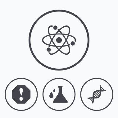 dikkat ve dna simgeler. Kimya şişesi.