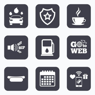 benzin veya gaz istasyonu simgeler Hizmetleri. Oto yıkama.