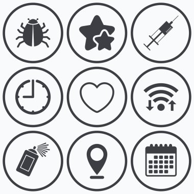 Hata ve aşı işaretler. Kalp, sprey olabilir simgeler