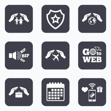 Eller sigorta simgeler. İnsan hayat sigortası.