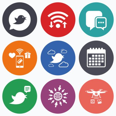 kuşlar simgeler. sosyal medya konuşma balonu.