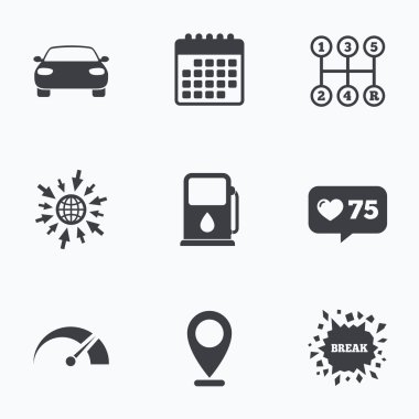 Taşıma simgeler. Takometre ve benzin istasyonu.