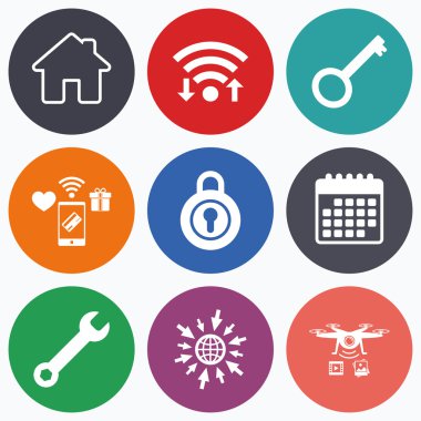 ev anahtar simgesi. İngiliz anahtarı servis Araç simgesine.