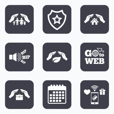 Eller sigorta simgeler. İnsan hayat sigortası.