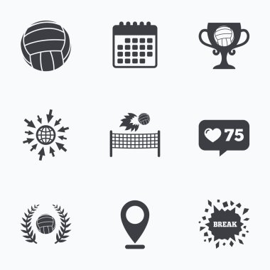 Voleybol ve net simgeler.  