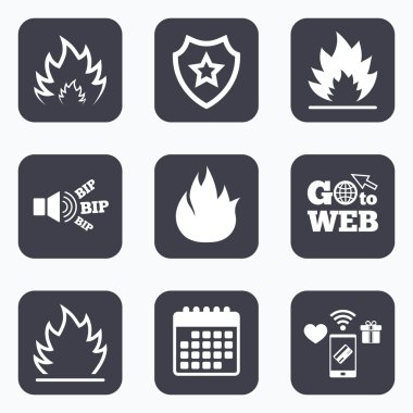 Yangın alev simgeler. Isı işaretleri.