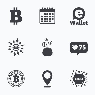 Bitcoin simgeler. Elektronik cüzdan sembolü.