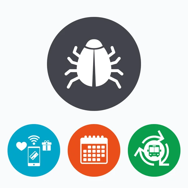 Bug teken pictogram. virus symbool. software bug fout — Stockvector