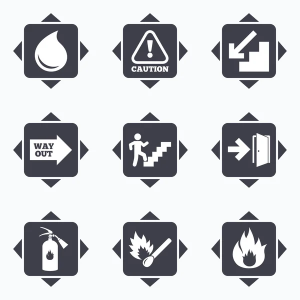 Fire safety, emergency icons. Stock Vector Image by ©Blankstock 91692052