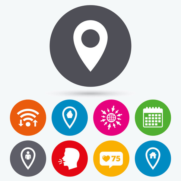 Значки указателей на карте
.  