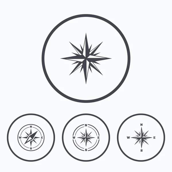 Windrose navigering ikoner. Kompass symboler. — Stock vektor