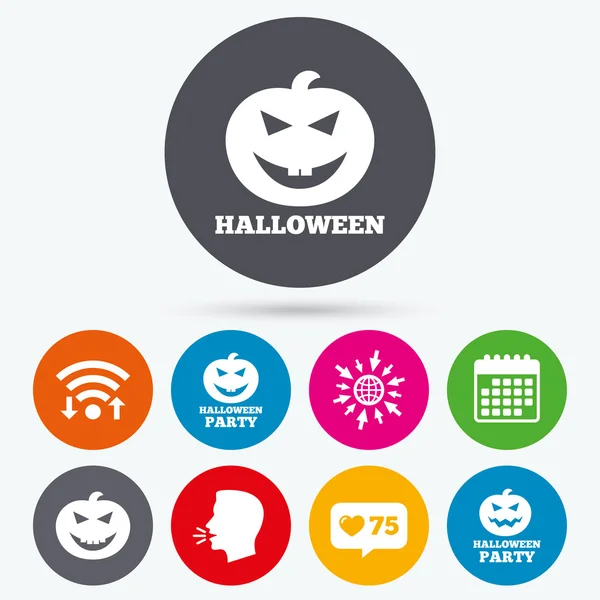 Halloween party ikony. Dynia symbol. — Wektor stockowy