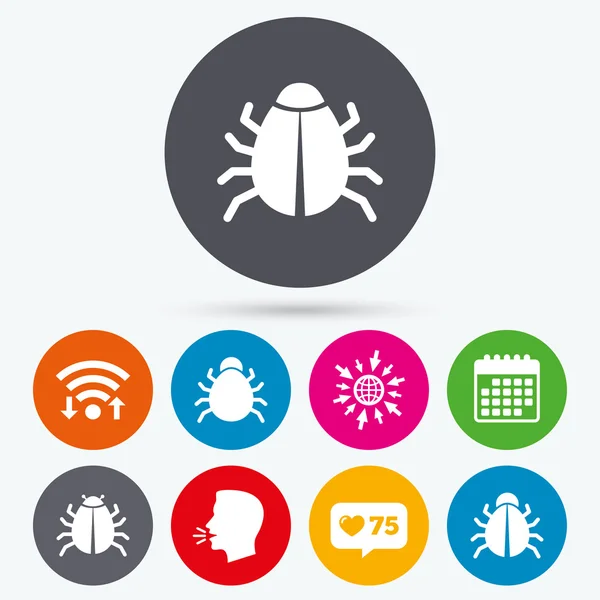 Bugs signs. Virus software error icons. — Stock Vector