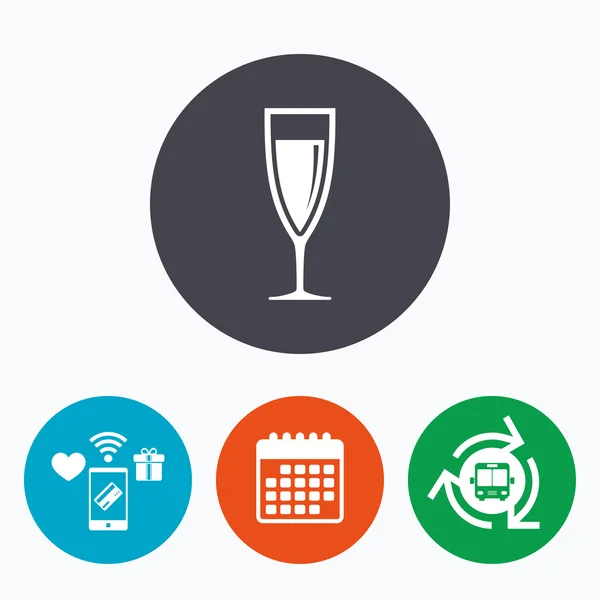 Glas champagne teken pictogram. Alcohol drinken. — Stockvector