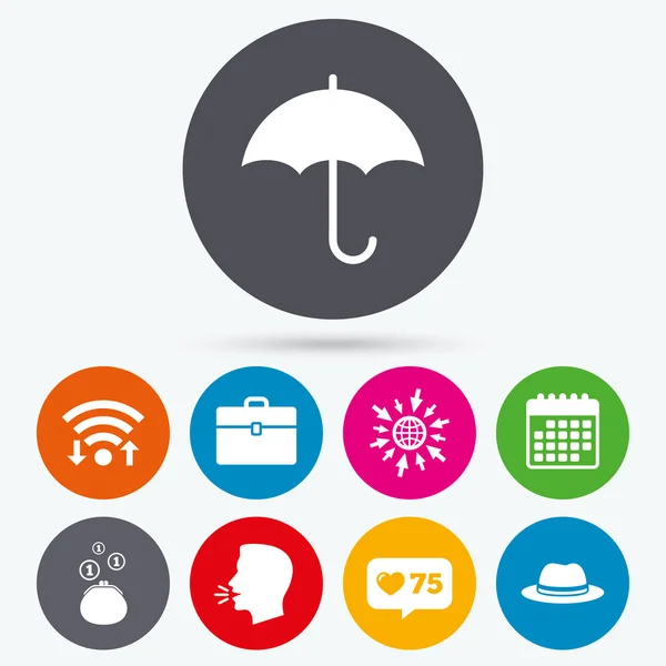 Deštník, peněženku a klobouk s pouzdrem. — Stockový vektor