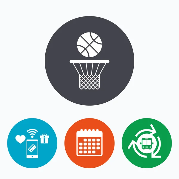 Basketball basket and ball icon (en inglés). Símbolo deportivo . — Archivo Imágenes Vectoriales