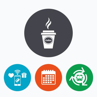 Kahve cam işareti simgesi. Sıcak kahve düğmesi.