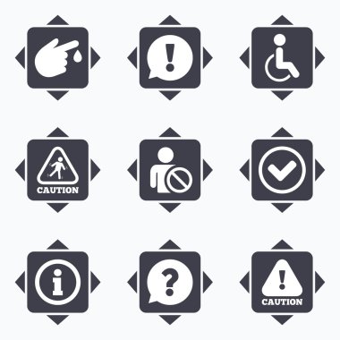 Dikkat ve ilgi simgeler. Bilgi işaretleri.