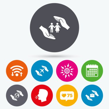 Eller sigorta simgeler. İnsan hayat sigortası.