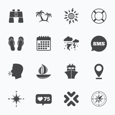 Cruise gezisi, gemi ve yat simgeleri.  