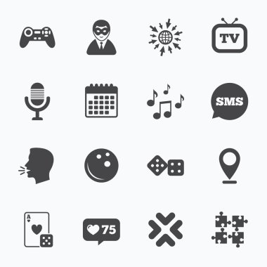 Eğlence simgeler. Oyun, bowling ve bulmaca.