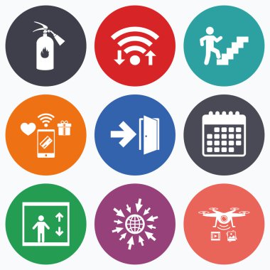 Acil çıkış simgeler. kapı ok işareti ile.