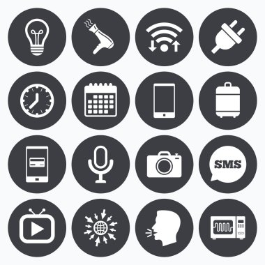 Ev aletleri, aygıt simgelerini. Elektronik işareti.