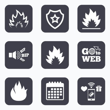 Yangın alev simgeler. Isı işaretleri.