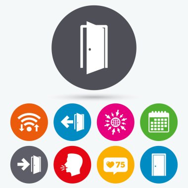 kapı işaretleri. ok simgesi olan acil çıkış.