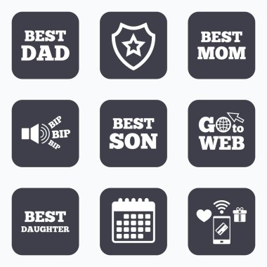 En iyi anne ve baba, oğlu, kızı simgeler.