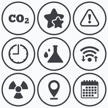 Dikkat radyasyon simgeler. Kimya şişesi.