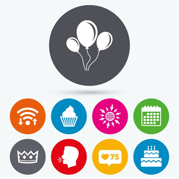 Birthday party icons. Cake and cupcake symbol. — Stock Vector