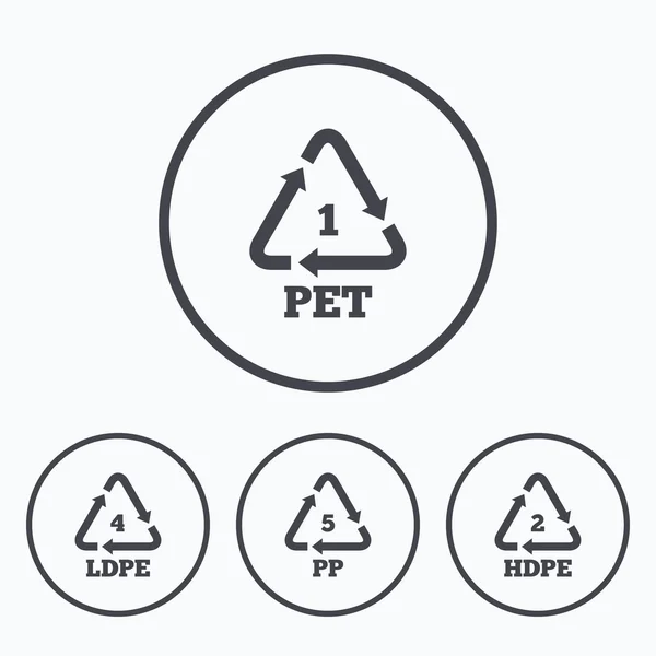 PET, Ld-pe and PP. Polyethylene terephthalate — Stock Vector