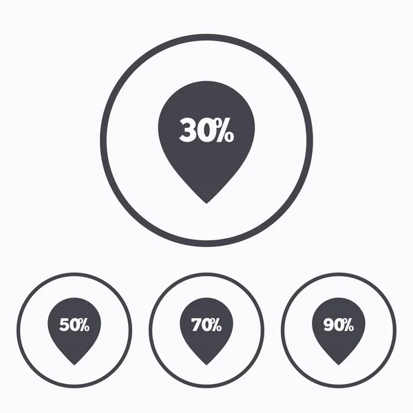 Verkoop aanwijzer label pictogrammen. — Stockvector