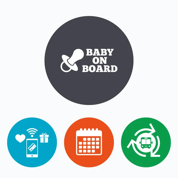 Baby on board sign icon. Infant caution symbol. — Stock Vector